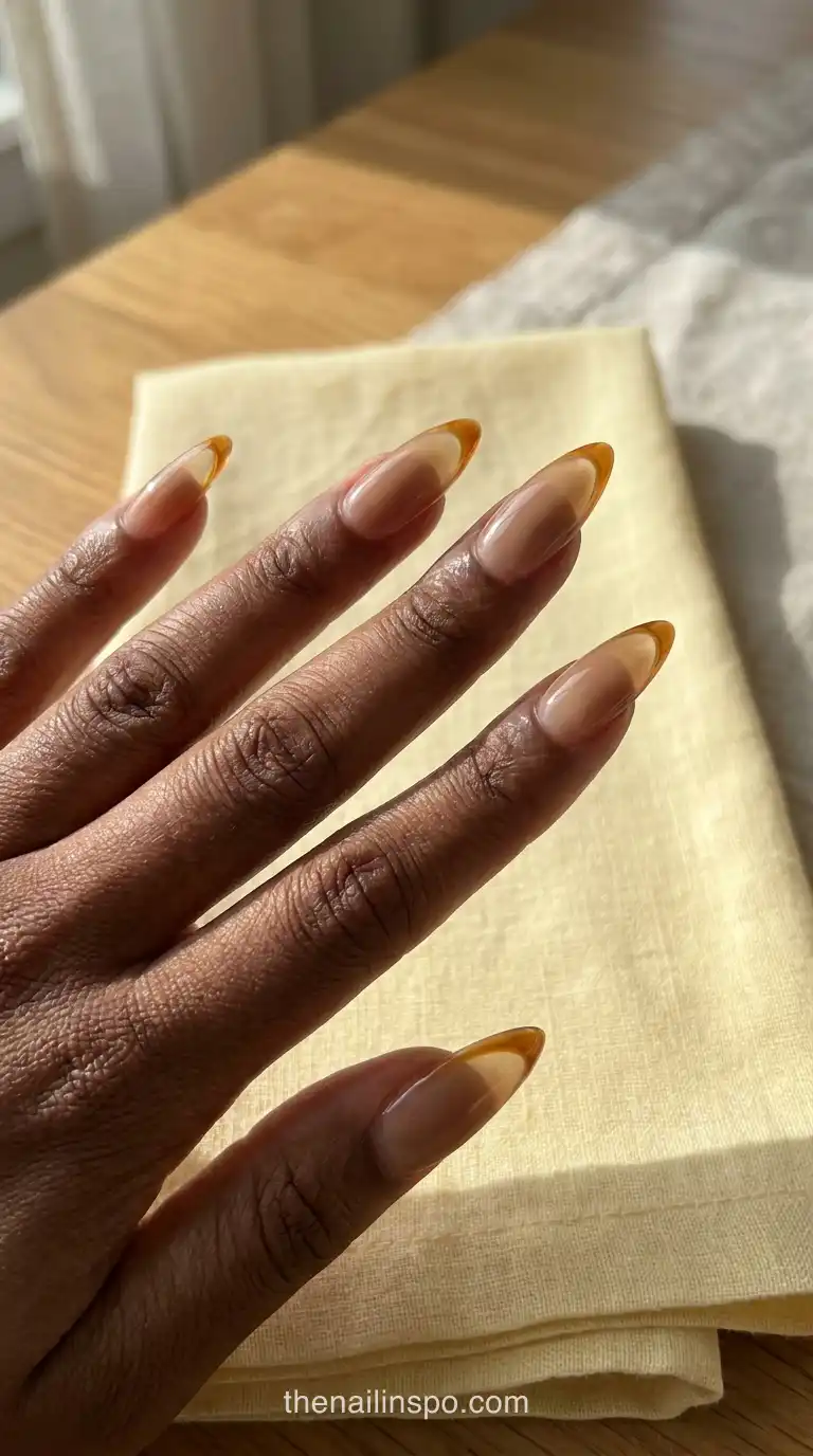Amber Jelly Stiletto Nails