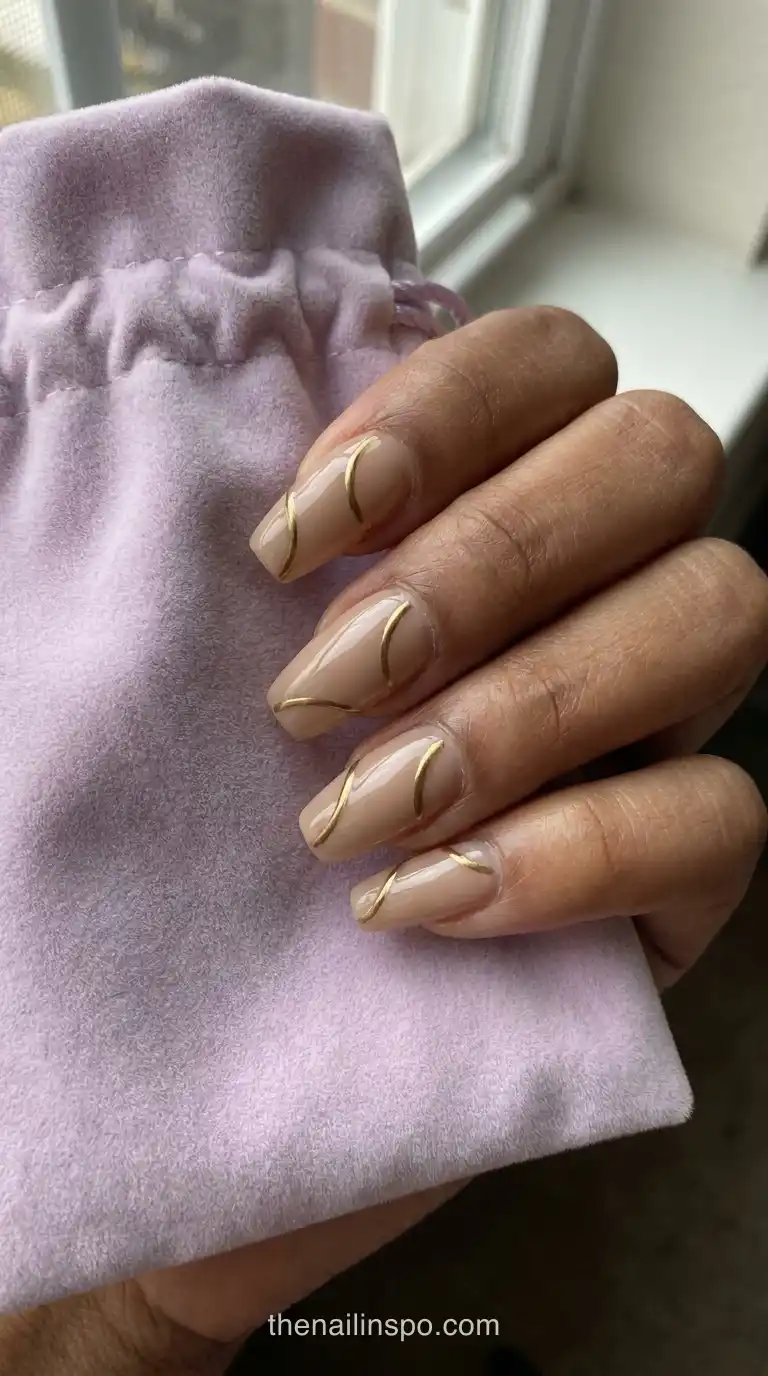 Antique Gold Chrome Medium Coffin Line Nails