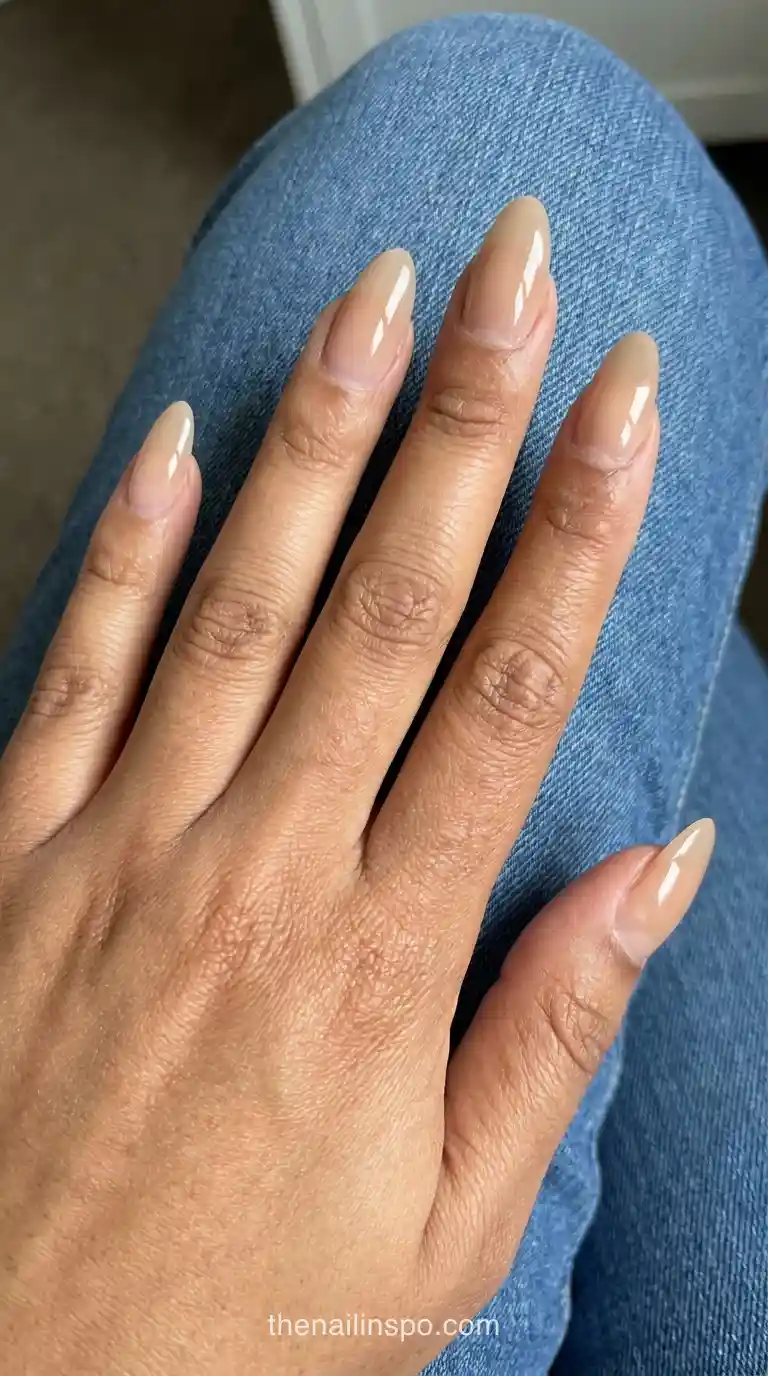 Beige Jelly Almond Nails
