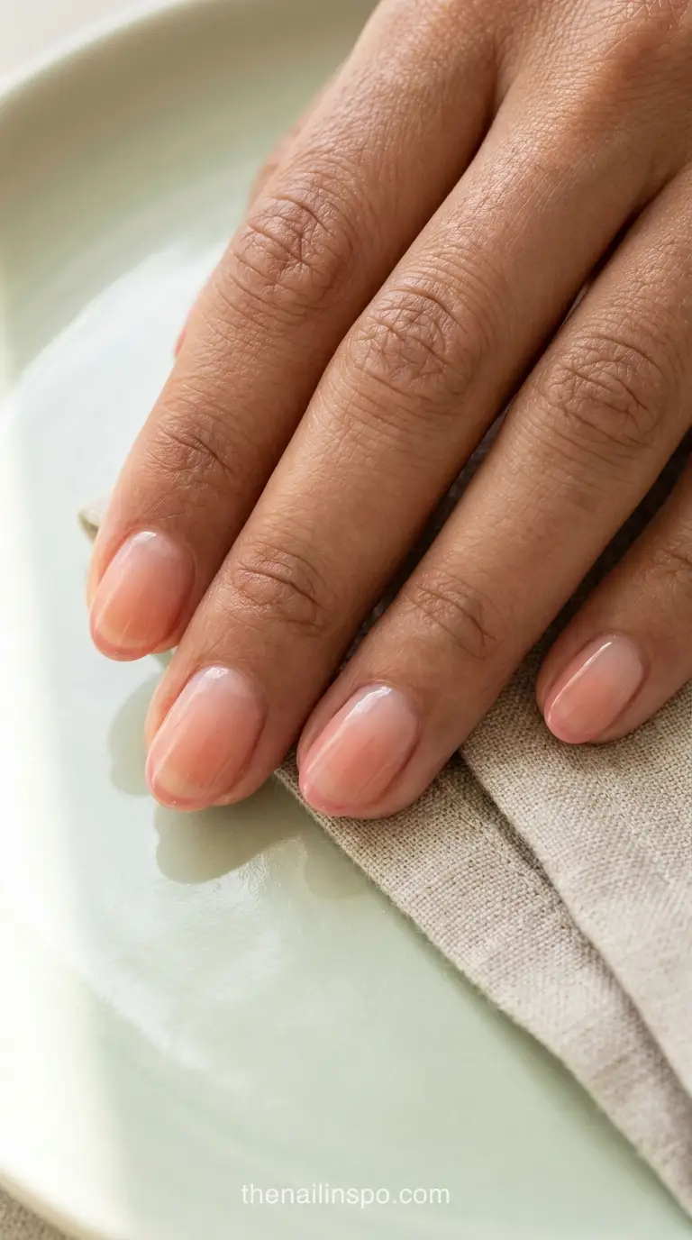 Blush Pink Sheer Oval Nails