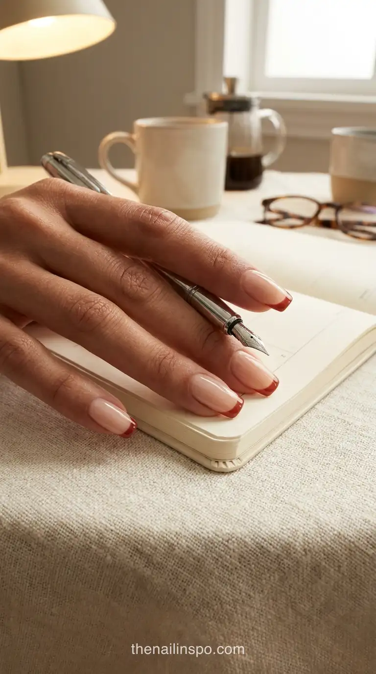 Brick Red Jelly Square Nails