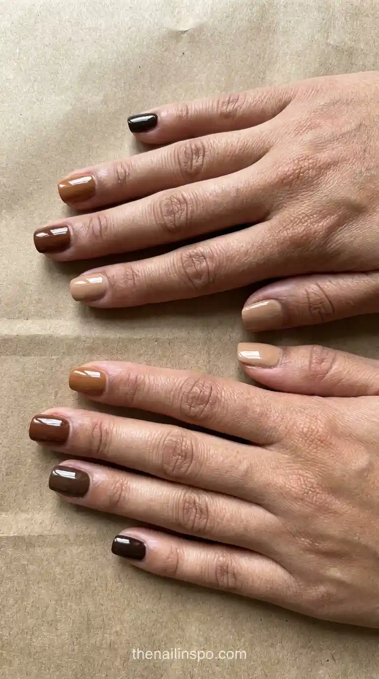 Brown Gradient Square Nails