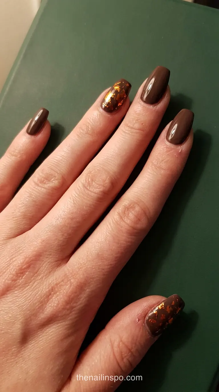 Burnished Amber Foil Coffin Nails