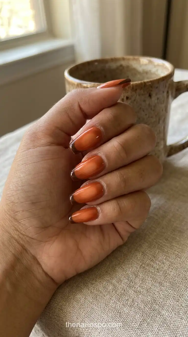 Burnt Orange Glossy Coffin Nails