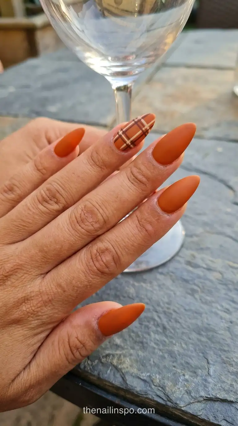 Burnt Orange Matte Stiletto Nails