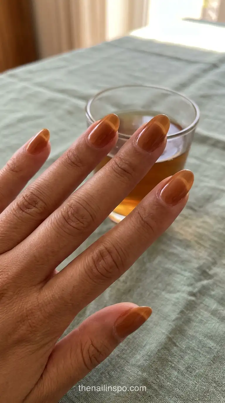 Caramel Jelly Oval Nails