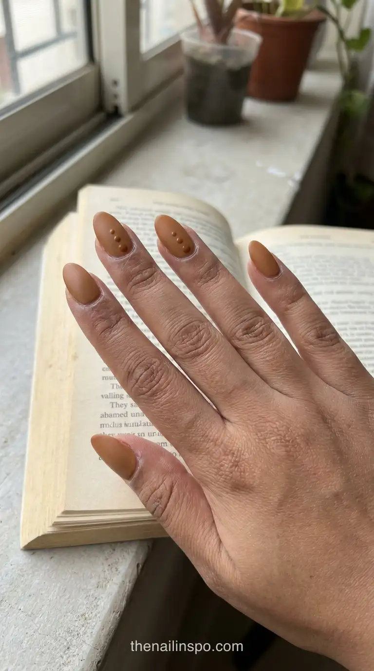Caramel Matte Almond Nails