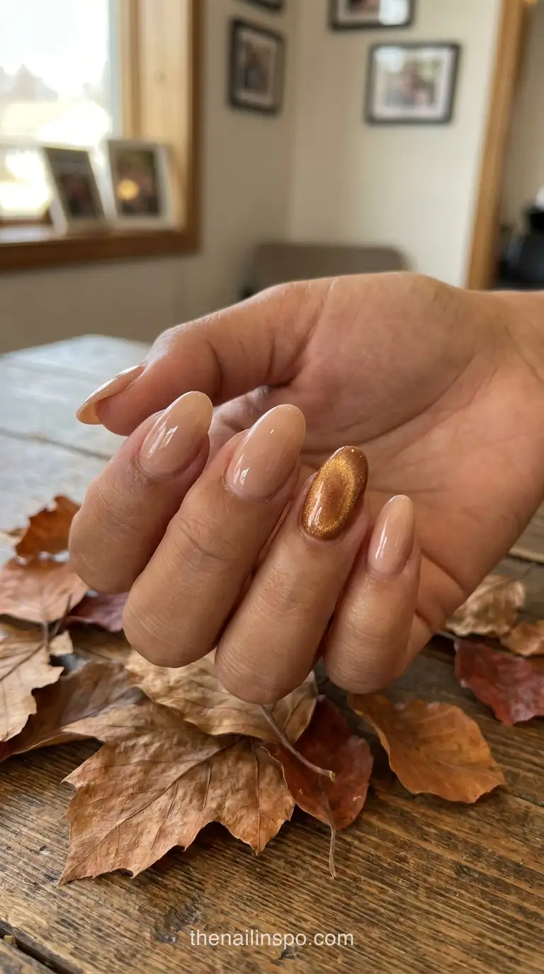 Caramel Velvet Oval Nails