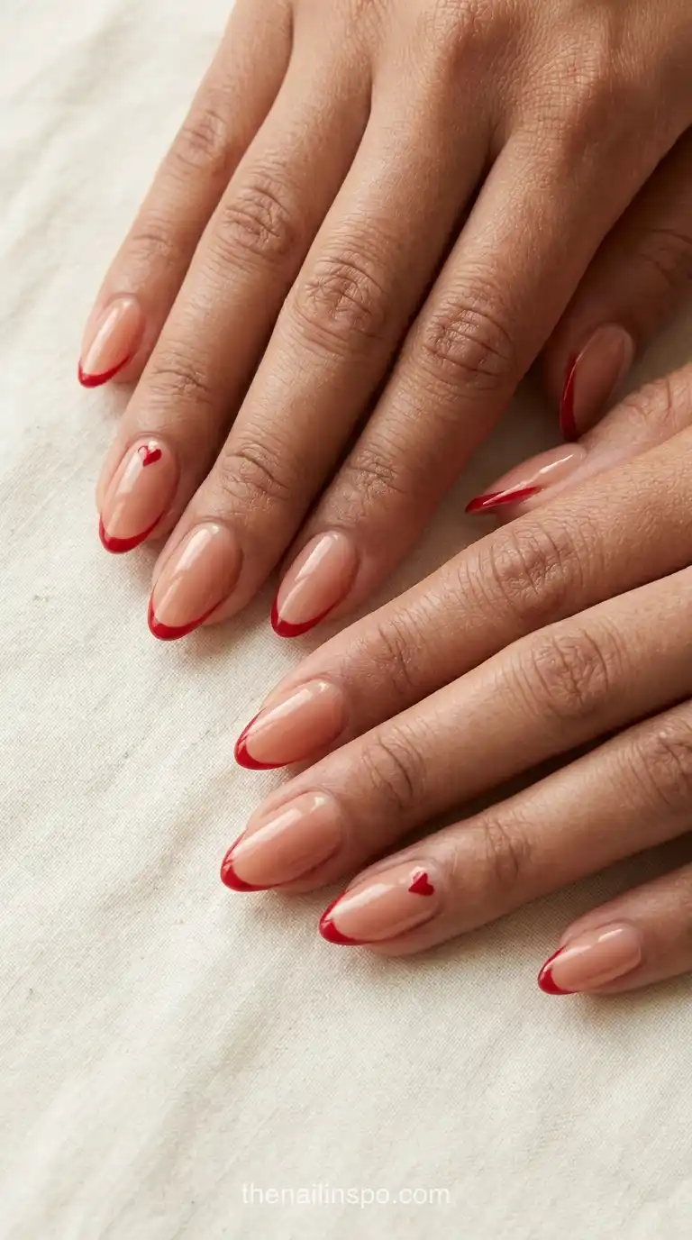 Cherry Red Gloss Almond Nails