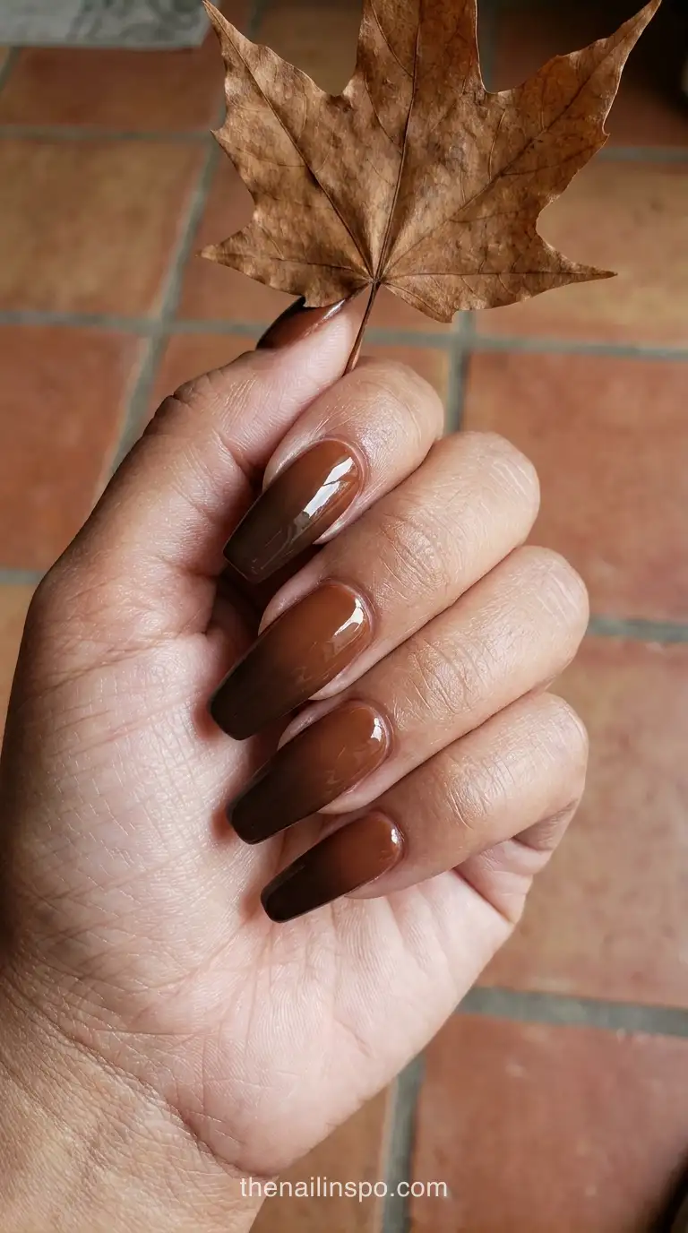 Chestnut Ombre Coffin Nails