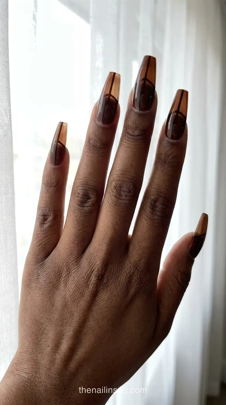 Chocolate Jelly Coffin Nails