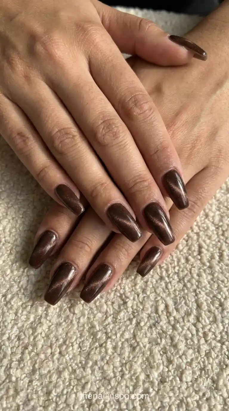 Chocolate Velvet Coffin Nails
