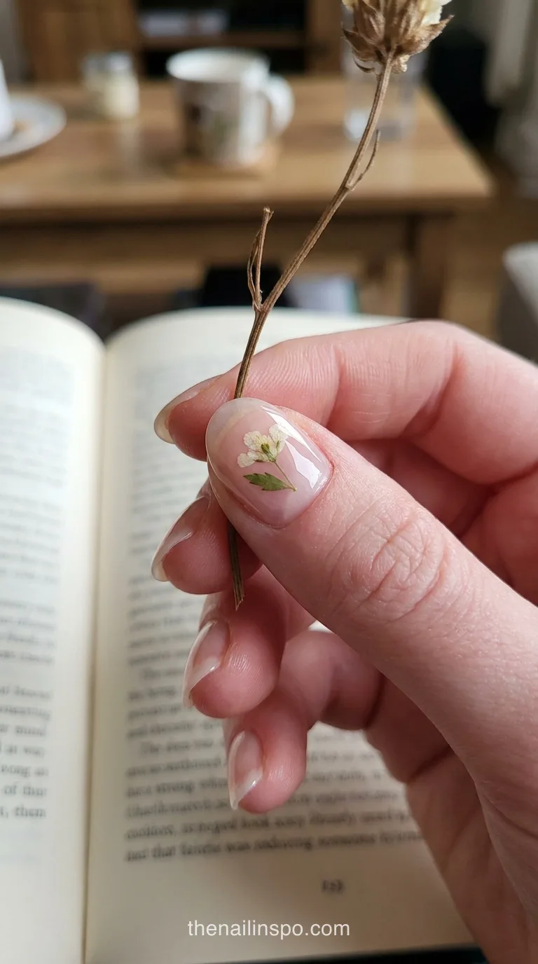 Clear Jelly Pressed Flower Oval Nails
