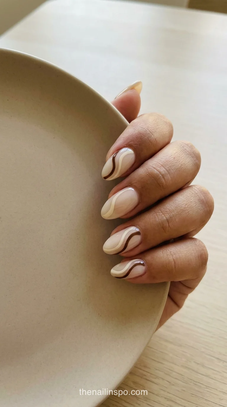 Cocoa Swirl Almond Nails