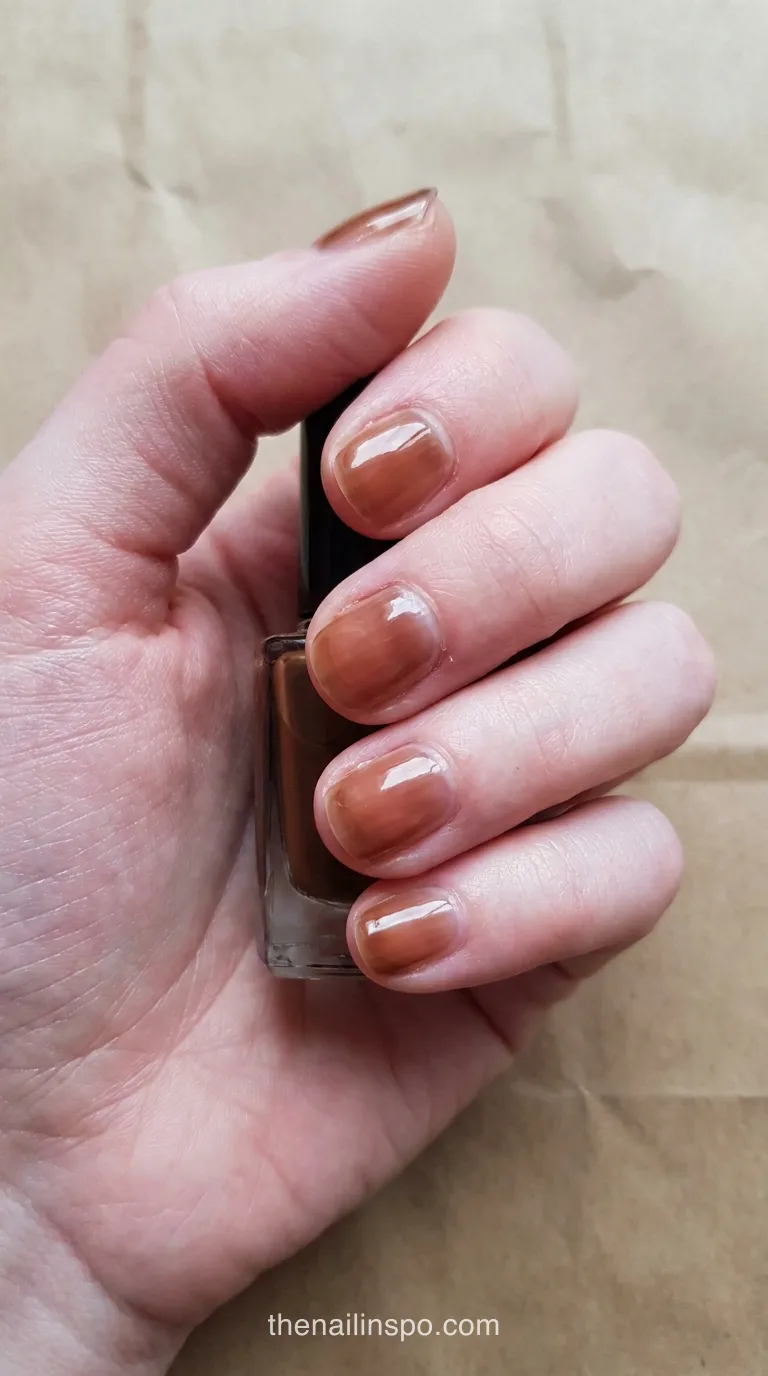 Cola Brown Sheer Round Nails