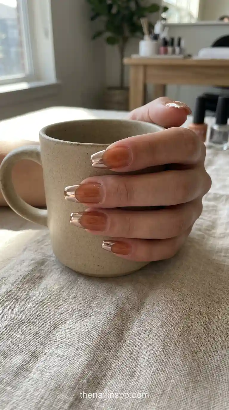 Copper Chrome Coffin Nails
