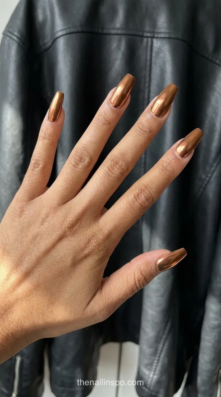 Copper Chrome Coffin Nails