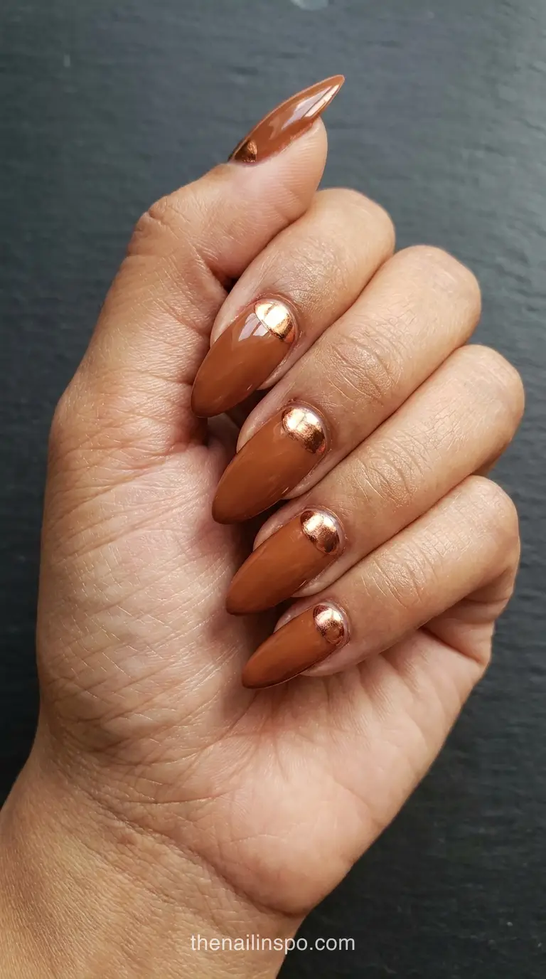 Copper Chrome Stiletto Nails