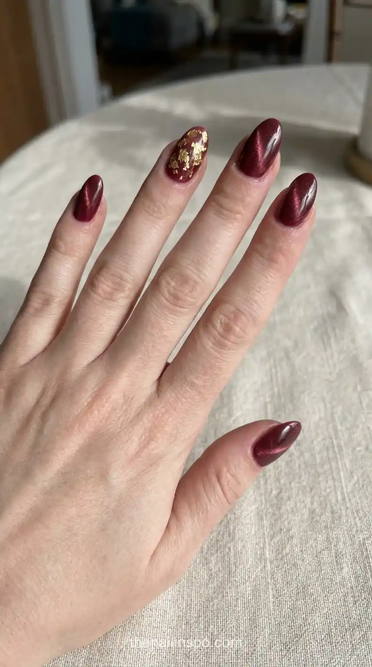 Cranberry Velvet Almond Nails
