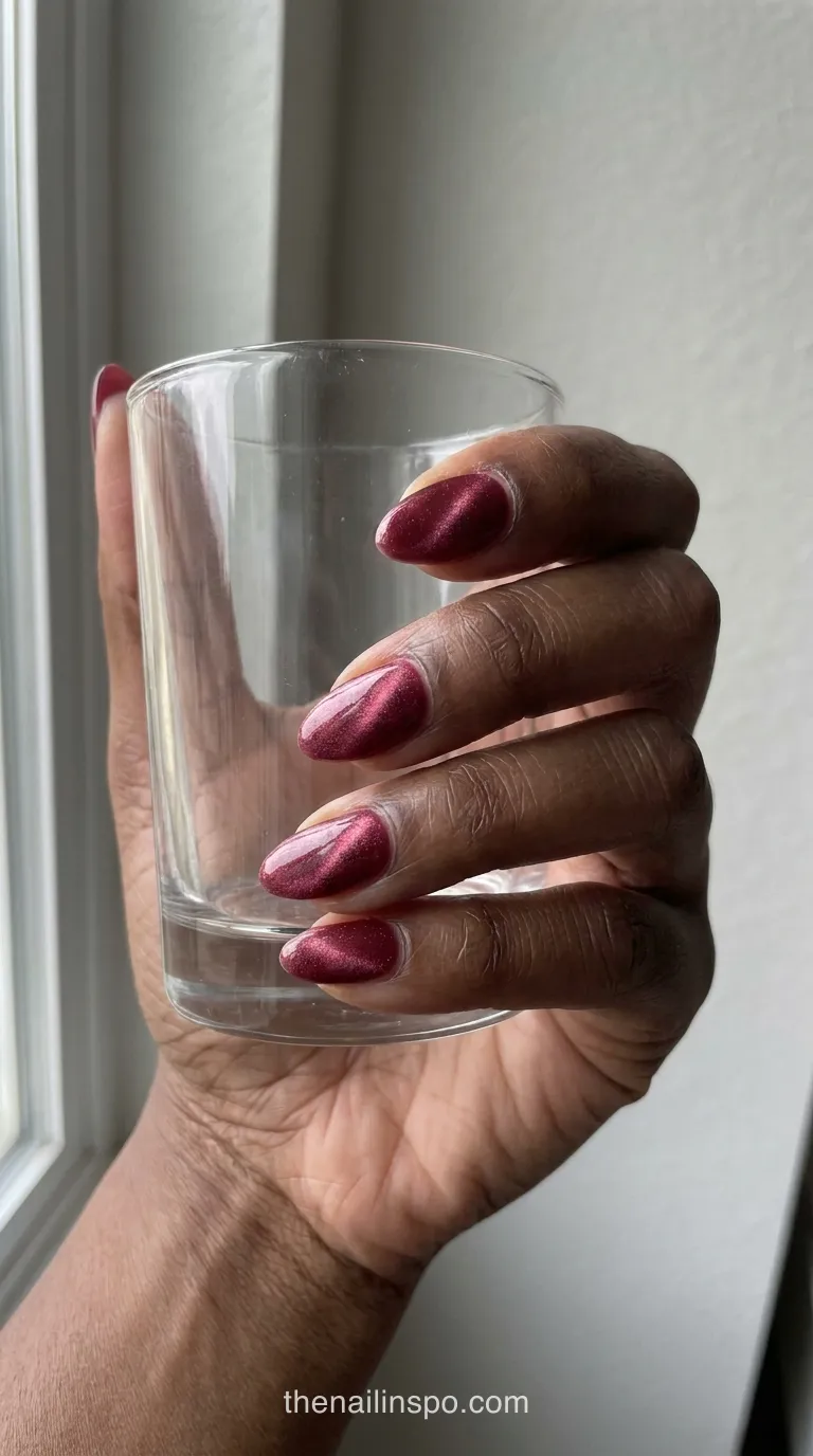 Cranberry Velvet Medium Almond Nails