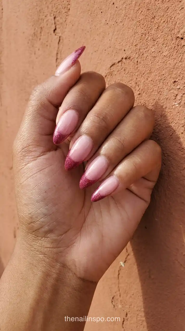 Deep Shimmer Stiletto Nails