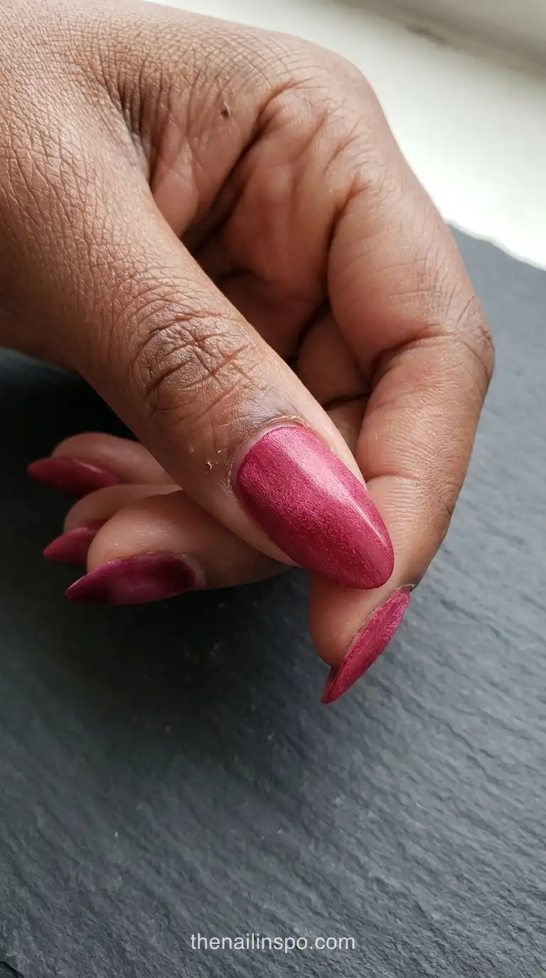 Deep Velvet Almond Nails