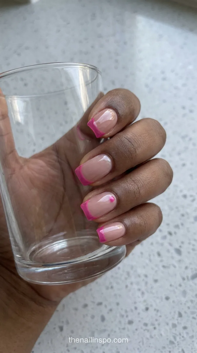 Electric Pink Jelly Square Nails