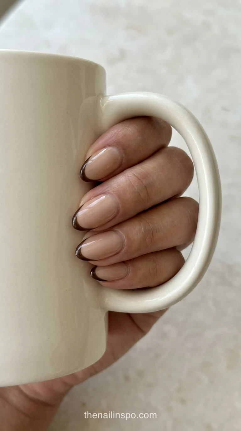 Espresso Gloss Almond Nails