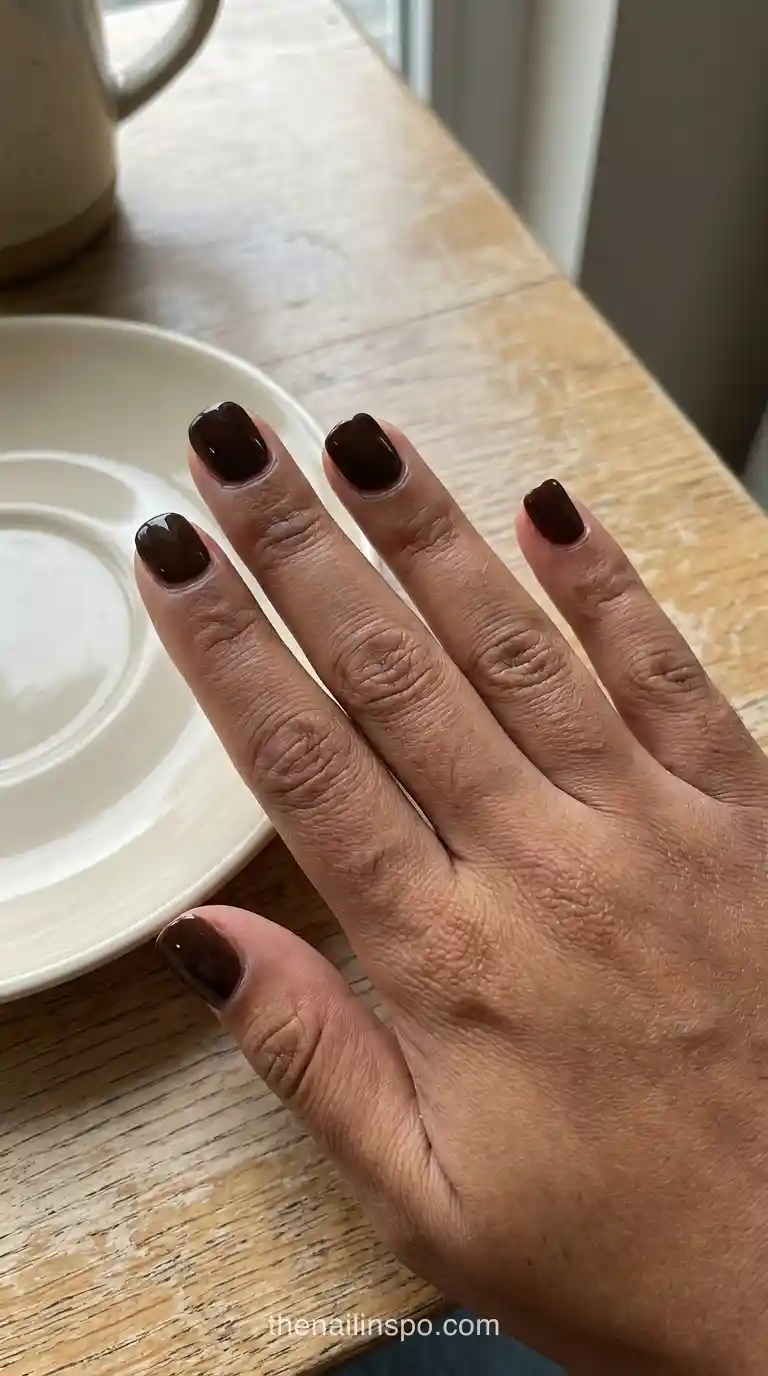 Espresso Gloss Short Square Nails