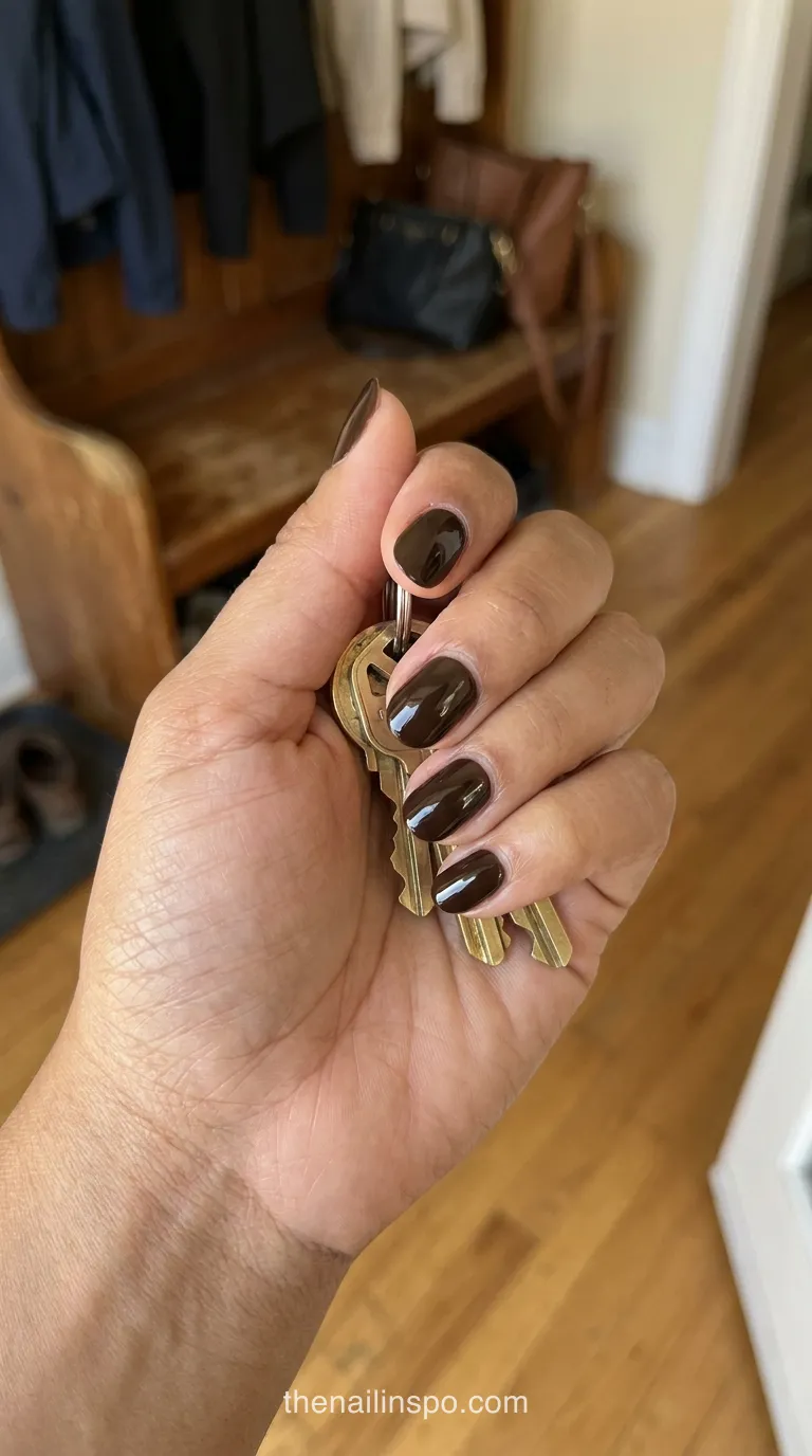 Espresso Glossy Oval Nails