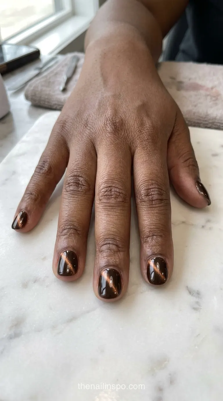 Espresso Glossy Round Nails