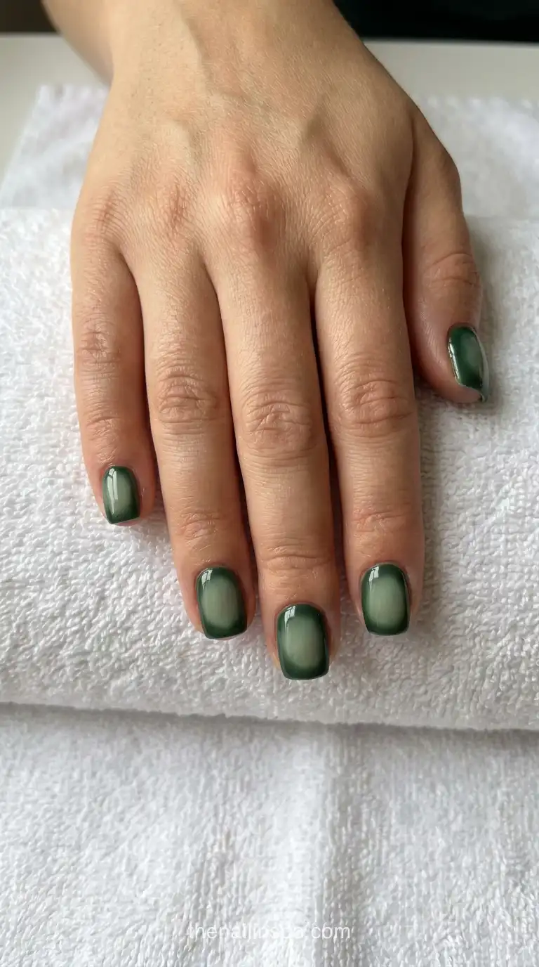 Forest Sage Sheer Square Nails