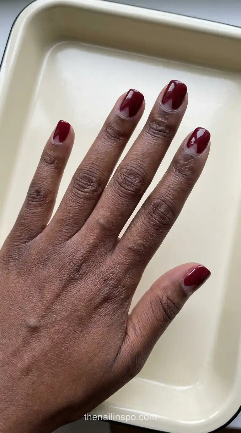 Garnet Gloss Short Square Cutout Nails