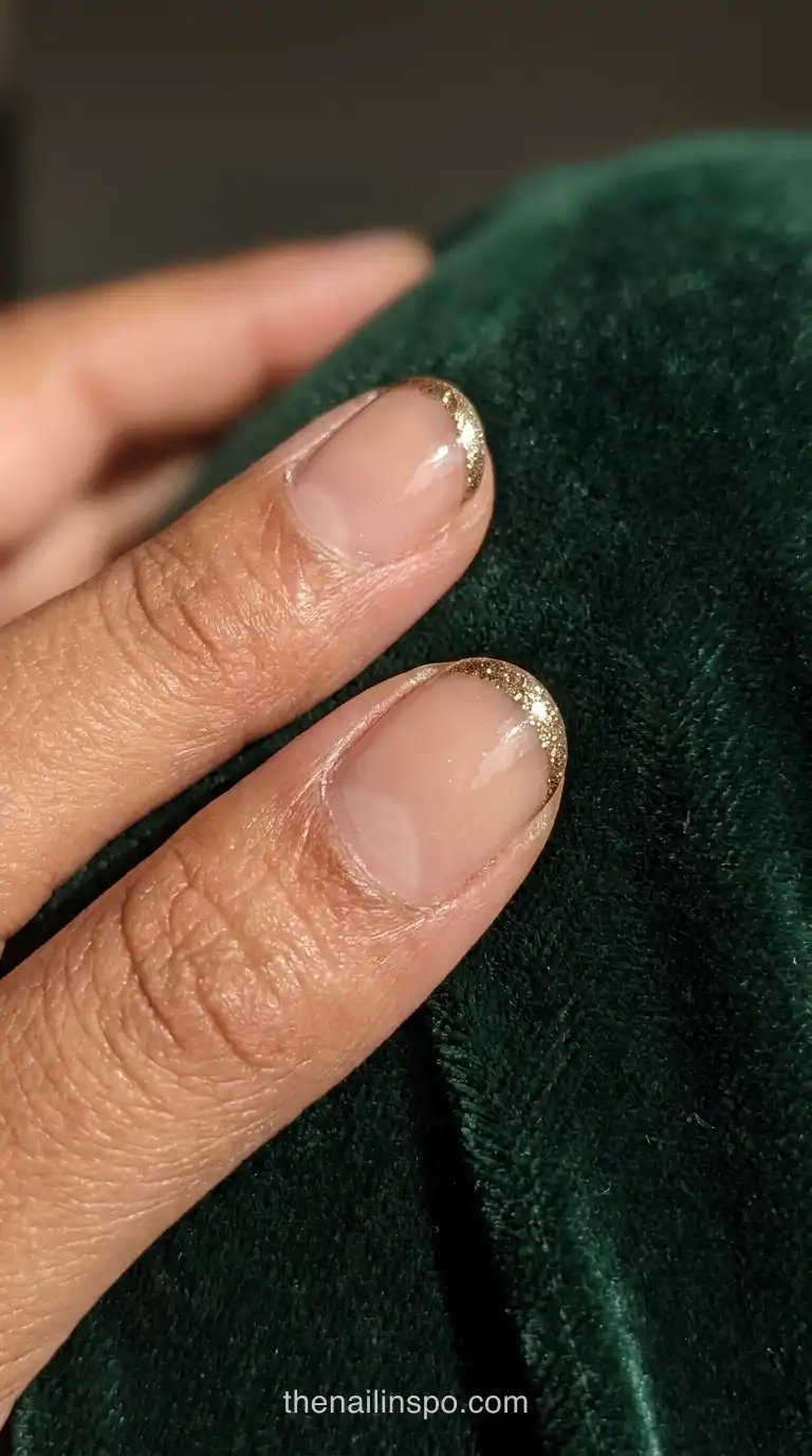 Gold Glitter Round Nails