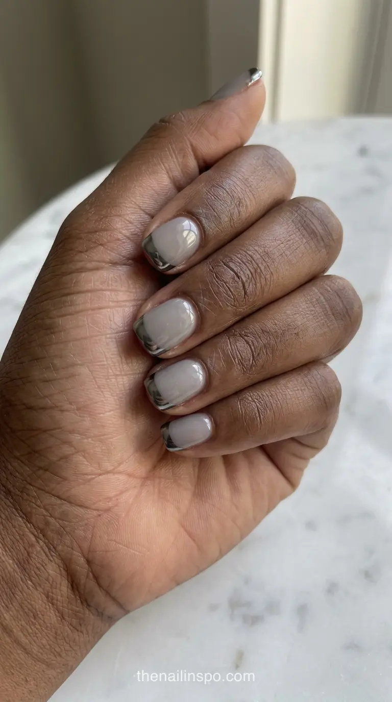 Gunmetal Chrome Square Nails
