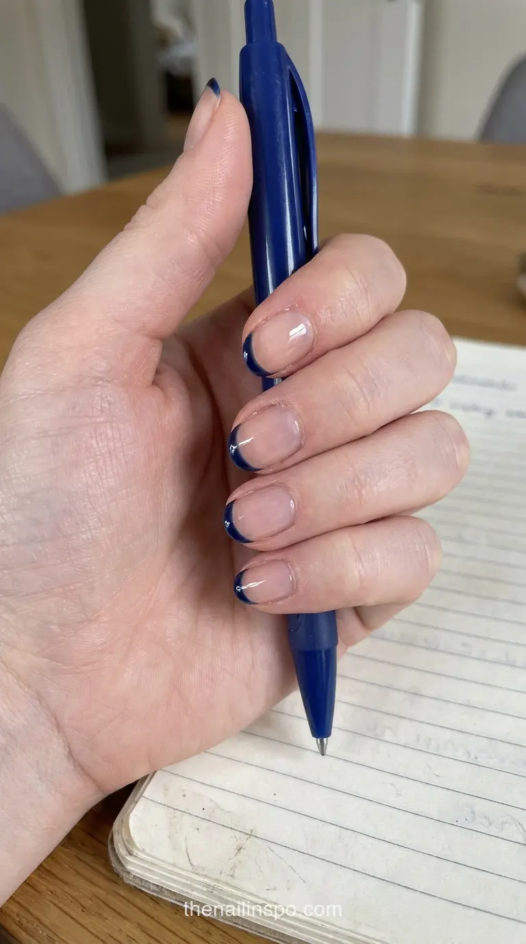 Inky Navy Jelly Oval Nails