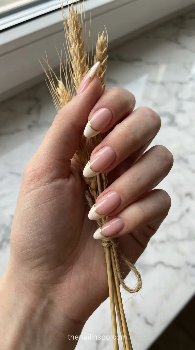 Ivory Chrome Almond Nails