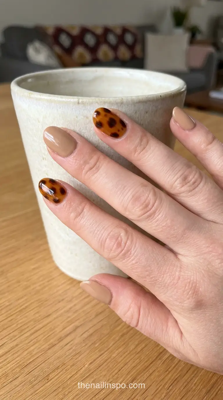 Latte Glossy Oval Nails