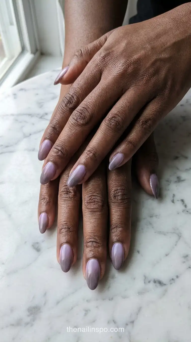Lavender Glossy Almond Nails