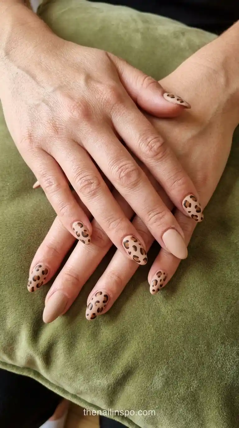 Leopard Matte Almond Nails