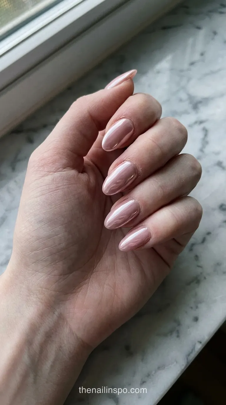 Light Chrome Almond Nails