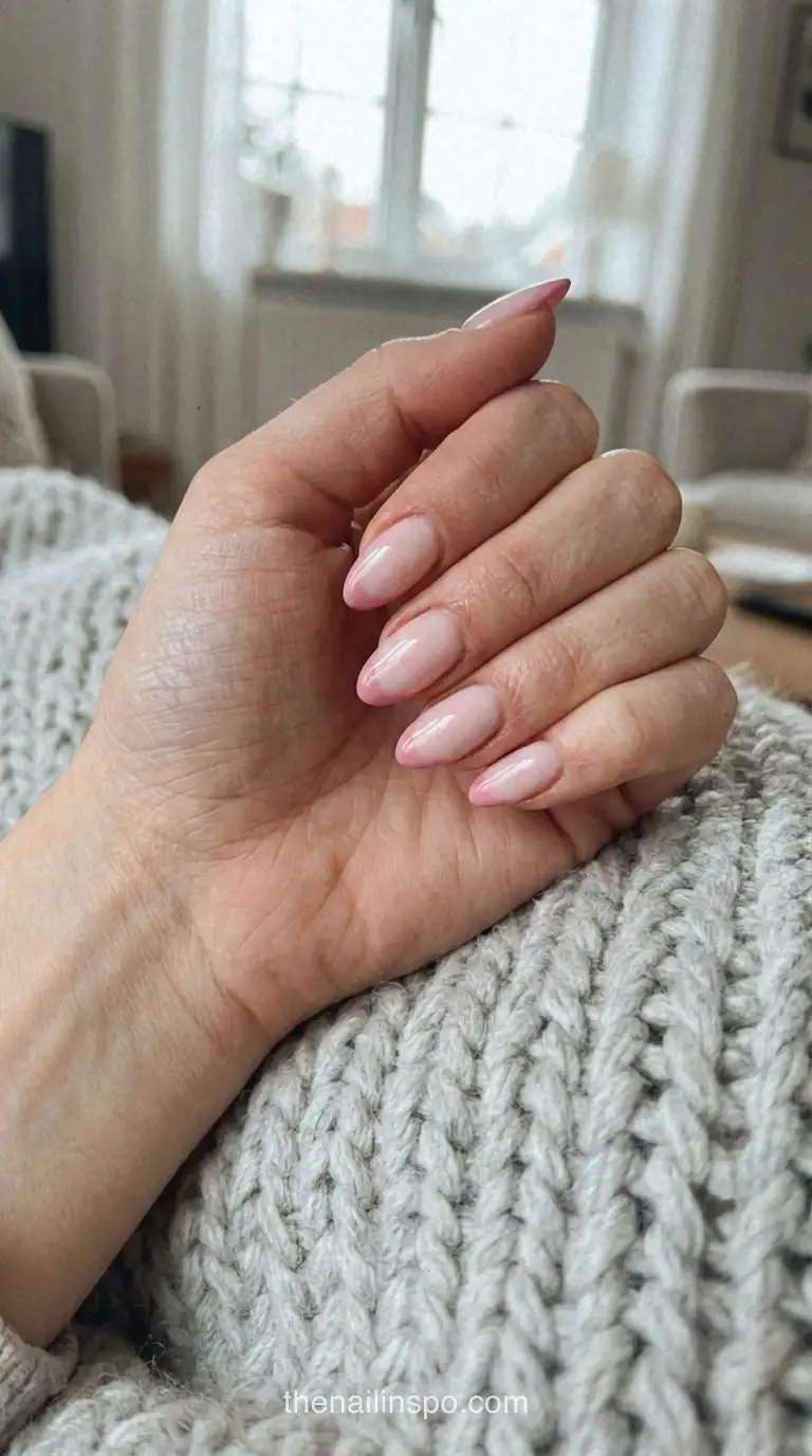 Light Glossy Almond Nails