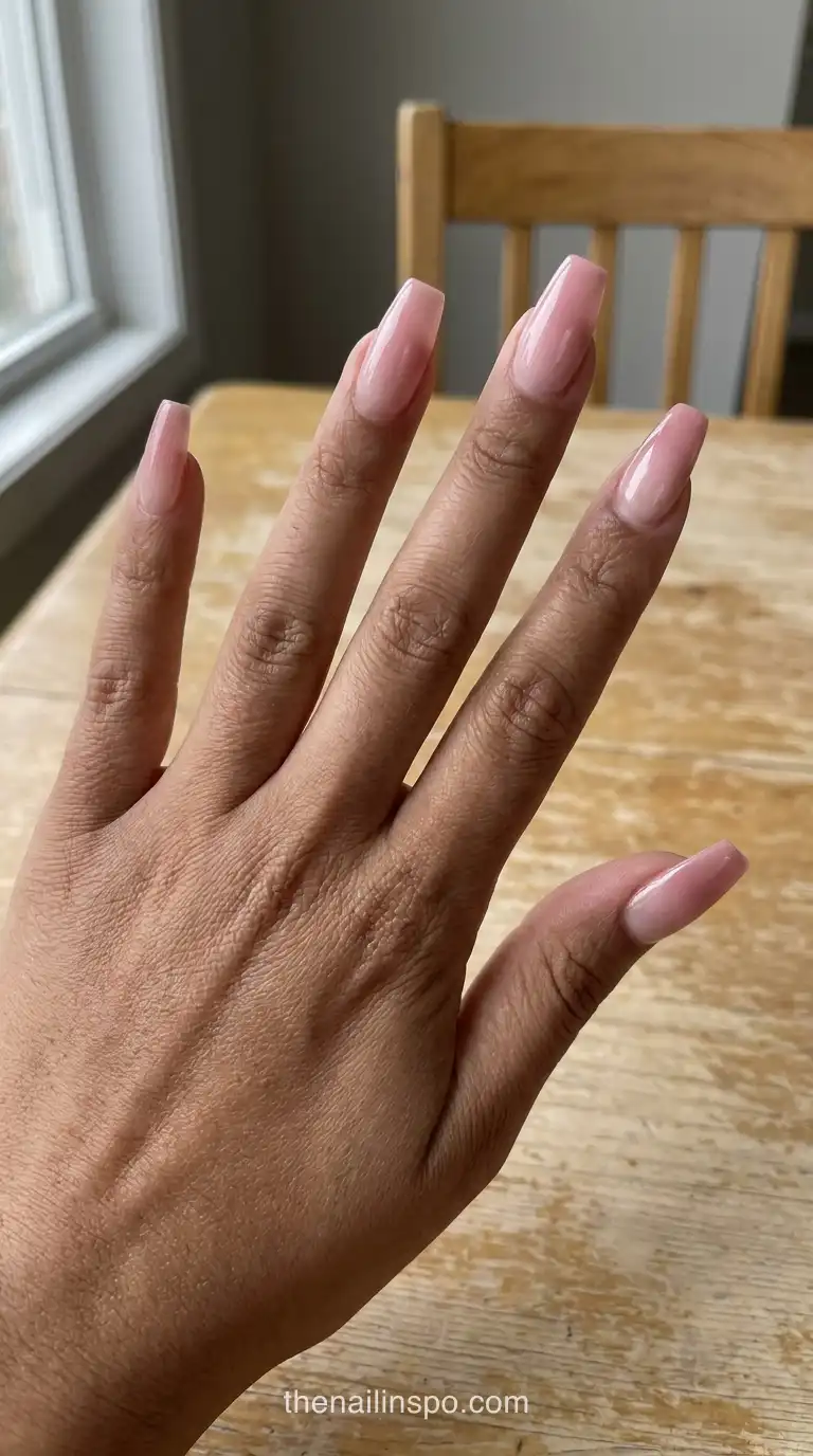 Light Sheer Coffin Nails