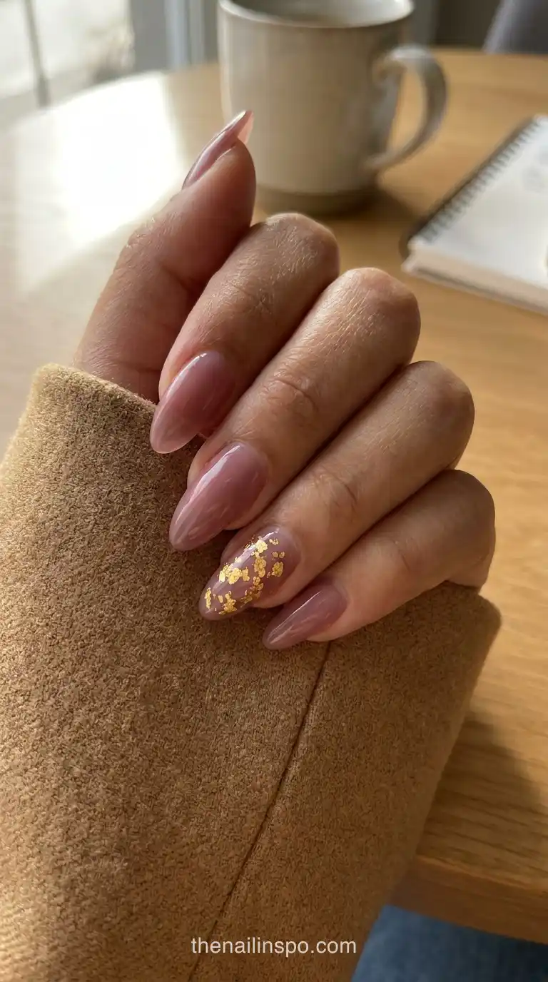 Mauve Jelly Almond Nails