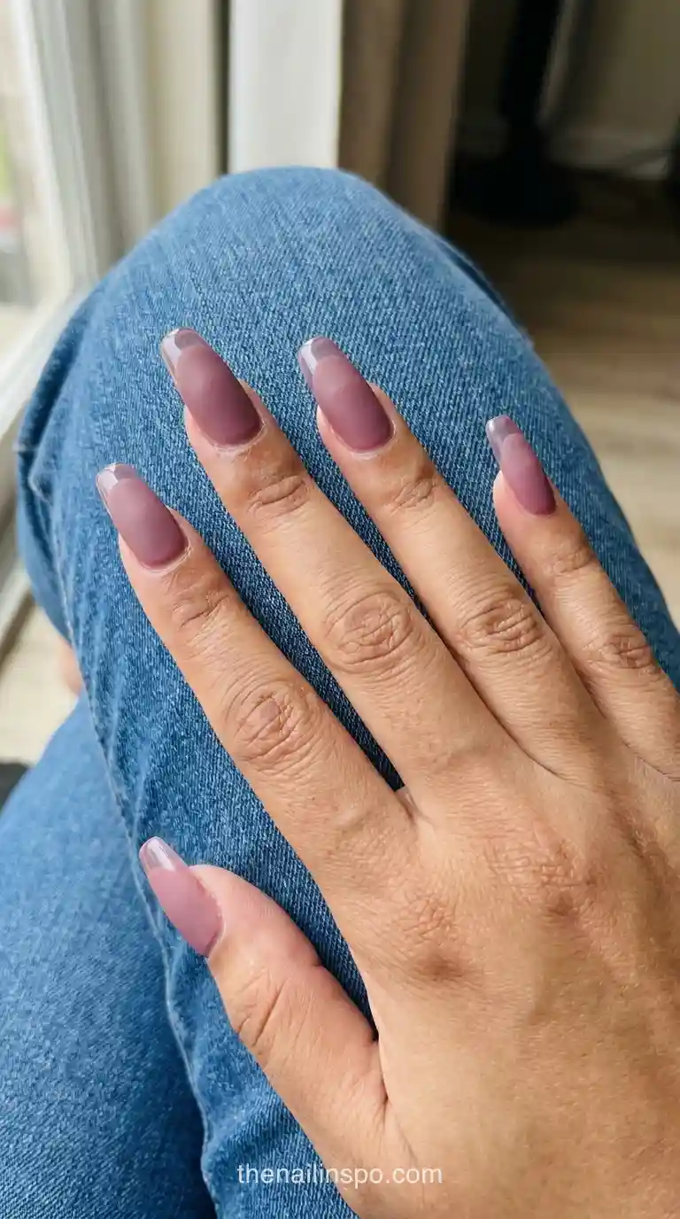 Mauve Matte Jelly Coffin Nails
