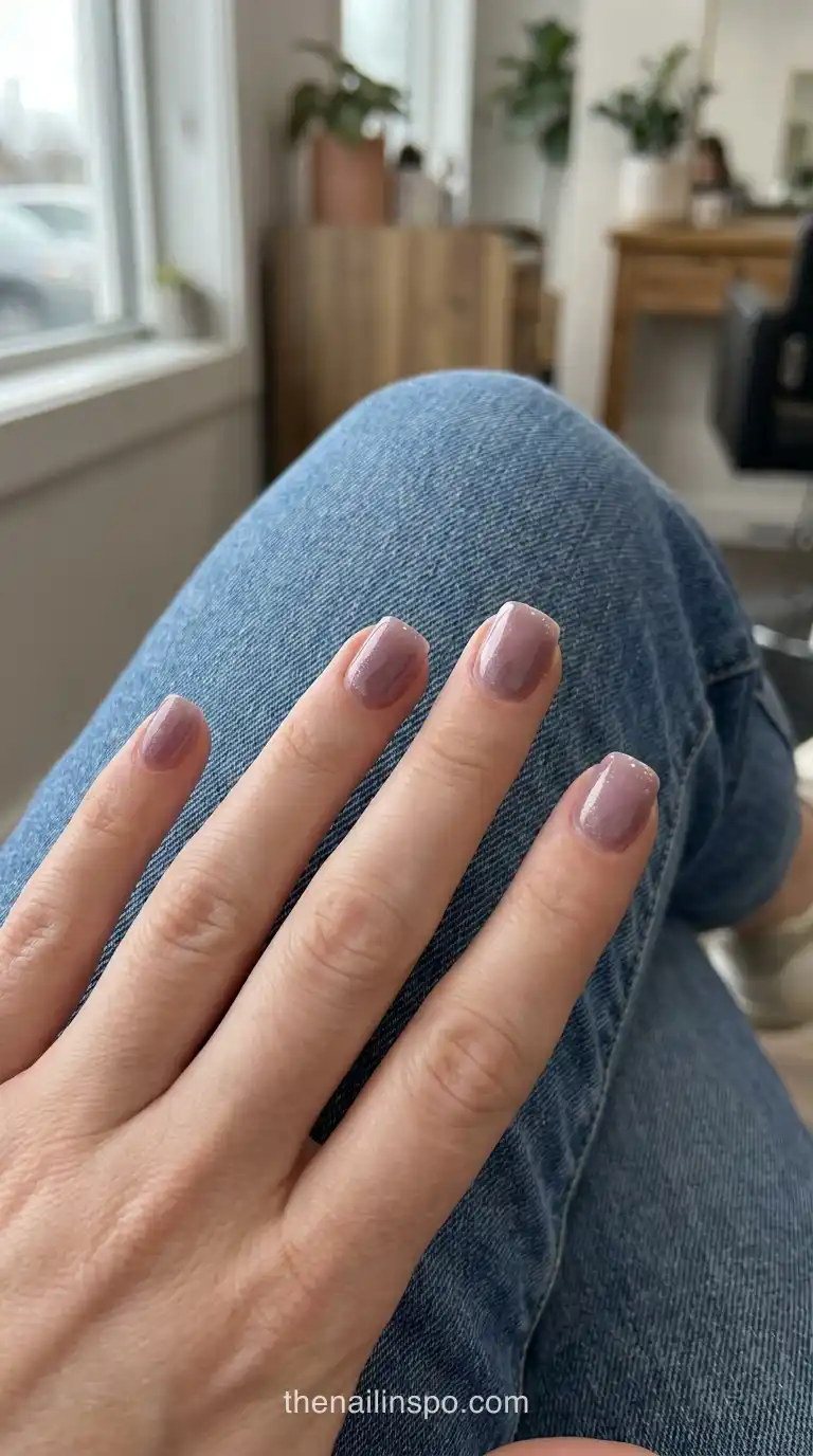 Mauve Sheer Square Nails