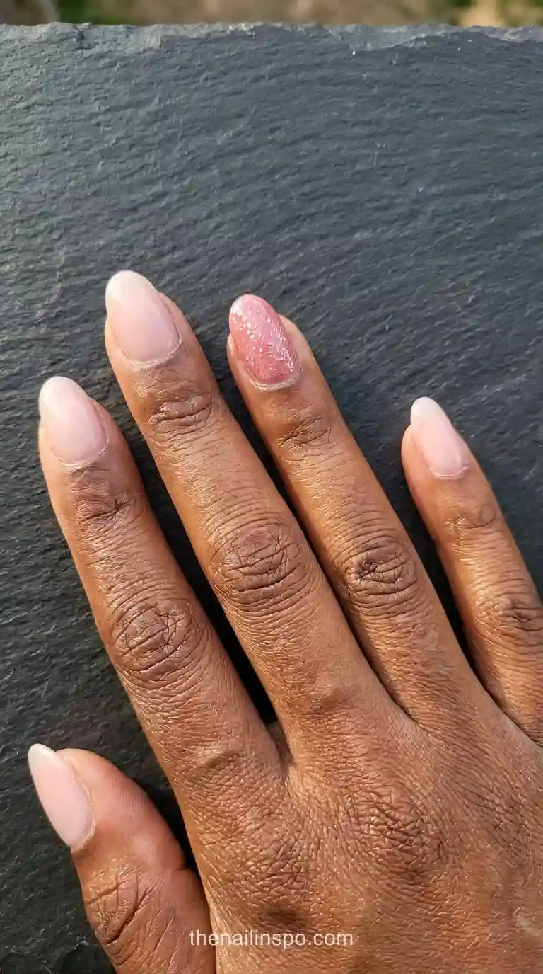 Mid Glitter Oval Nails