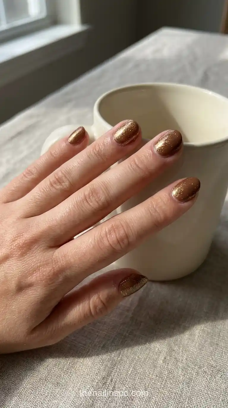 Milk Chocolate Shimmer Oval Nails