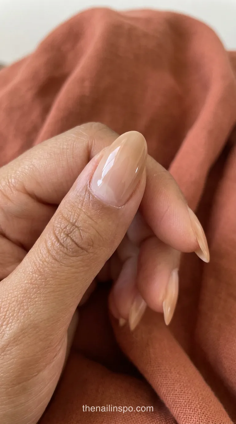 Milky Nude Jelly Almond Nails