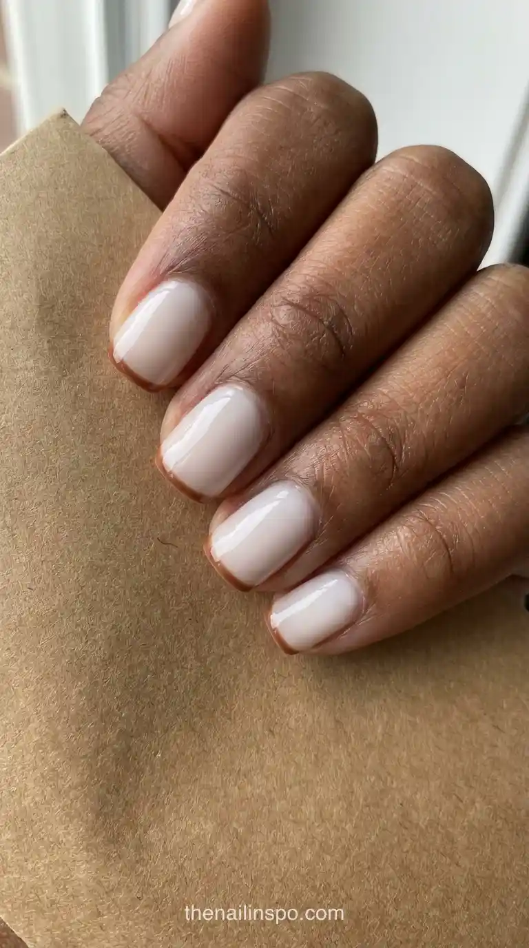 Milky White Glossy Square Nails